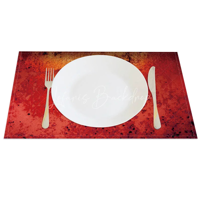 Lofaris Modern Red Ombre with Distressed Speckle Set of 4 Placemats for Abstract and Contemporary Dining Decor