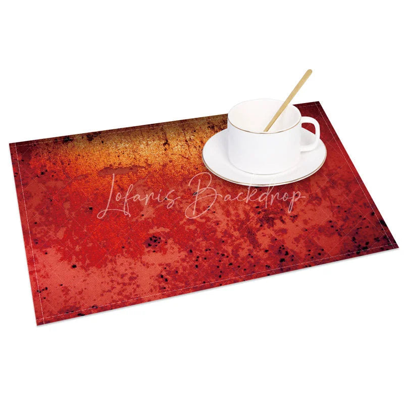 Lofaris Modern Red Ombre with Distressed Speckle Set of 4 Placemats for Abstract and Contemporary Dining Decor