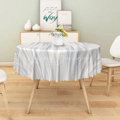 Lofaris Modern Round Tablecloth with White and Brown Diagonal Stripes for Contemporary Farmhouse Kitchen Decor