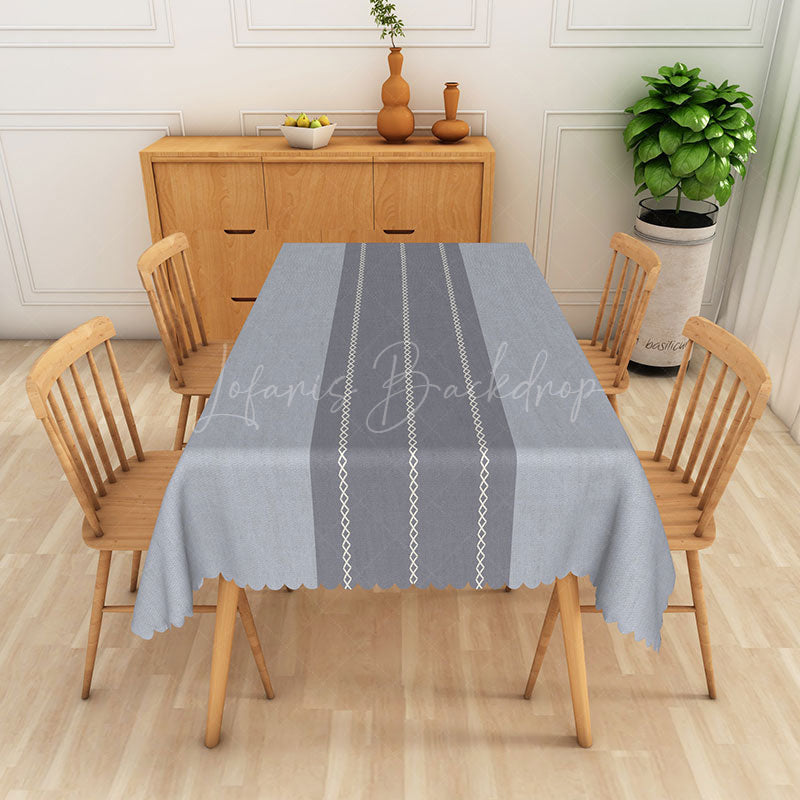 Lofaris Modern Simple Grey Stripe Rectangle Tablecloth for Minimalist Farmhouse Kitchen and Everyday Dining