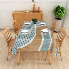 Lofaris Modern Stripes Blue Rectangle Tablecloth Dinner Decor