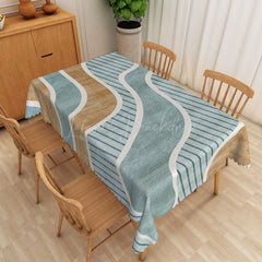 Lofaris Modern Stripes Blue Rectangle Tablecloth Dinner Decor