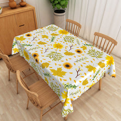 Lofaris Modern Sunflower Tablecloth with Yellow Floral Pattern for Farmhouse Kitchen Summer or Fall Decor