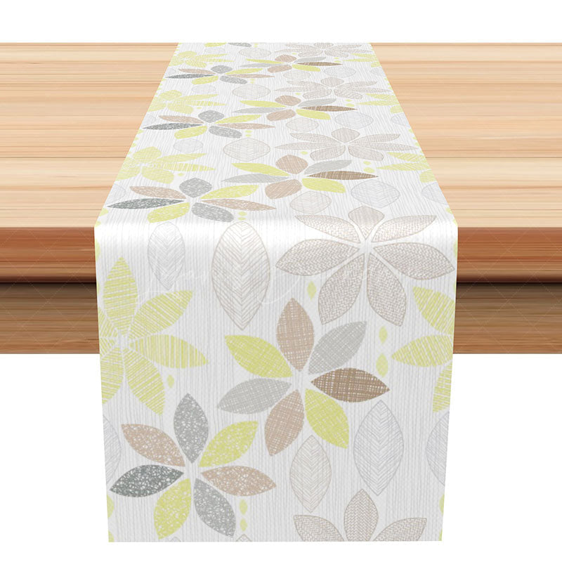 Lofaris Modern Table Runner with Oval and Circle Floral Designs Abstract Botanical Decor Simple Chic Kitchen Linen