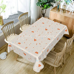 Lofaris Modern Terrazzo Rectangle Tablecloth Pastel Abstract Pattern on Beige Contemporary Kitchen Dining Decor