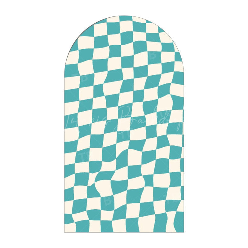 Lofaris Modern Twisted Checkered Arch Backdrop Charming Plaid Pattern Party Decor For Birthday