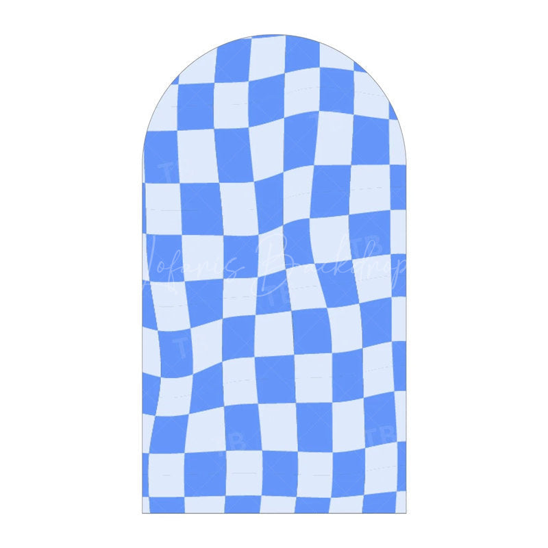 Lofaris Modern Twisted Checkered Arch Backdrop Charming Plaid Pattern Party Decor For Birthday