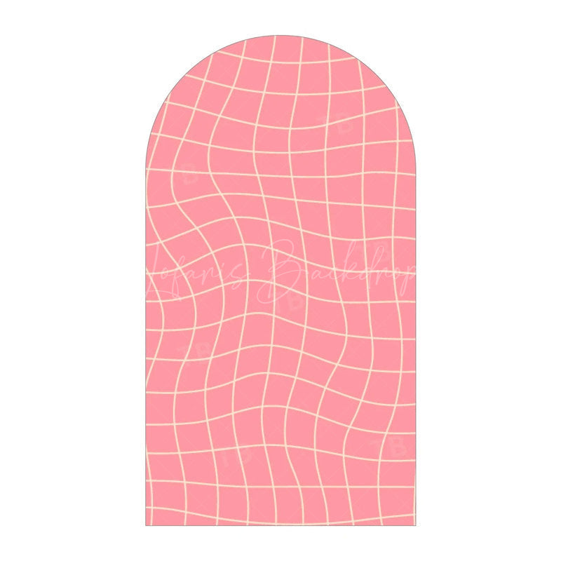 Lofaris Modern Twisted Checkered Arch Backdrop Charming Plaid Pattern Party Decor For Birthday