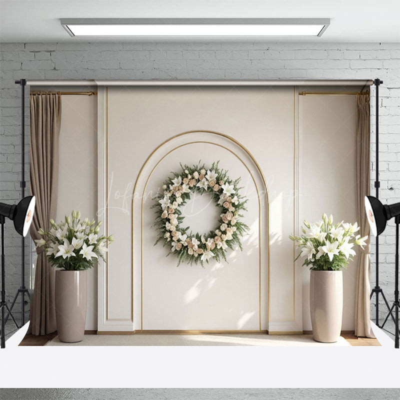 Lofaris Modern Wall Wreath Floral Vase Wedding Photo Backdrop
