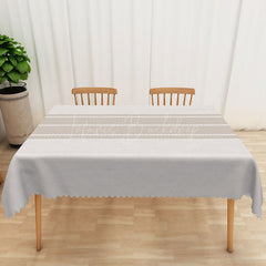 Lofaris Modern White and Brown Stripe Rectangle Tablecloth for Farmhouse Neutral Contemporary Kitchen