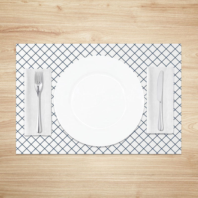 Lofaris Modern White and Green Lines Rhombus Set of 4 Placemats for Contemporary Geometric Kitchen Table Decor