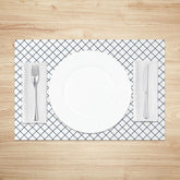 Lofaris Modern White and Green Lines Rhombus Set of 4 Placemats for Contemporary Geometric Kitchen Table Decor