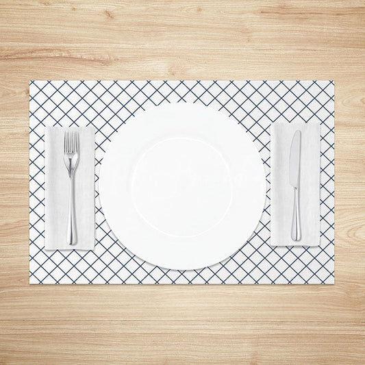 Lofaris Modern White and Green Lines Rhombus Set of 4 Placemats for Contemporary Geometric Kitchen Table Decor