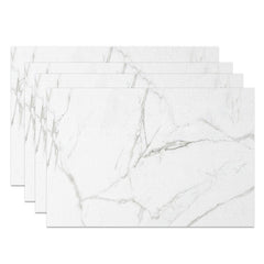 Lofaris Modern White and Grey Marble Placemats Set of 4 Elegant Stone Texture for Formal Dining Table Decor
