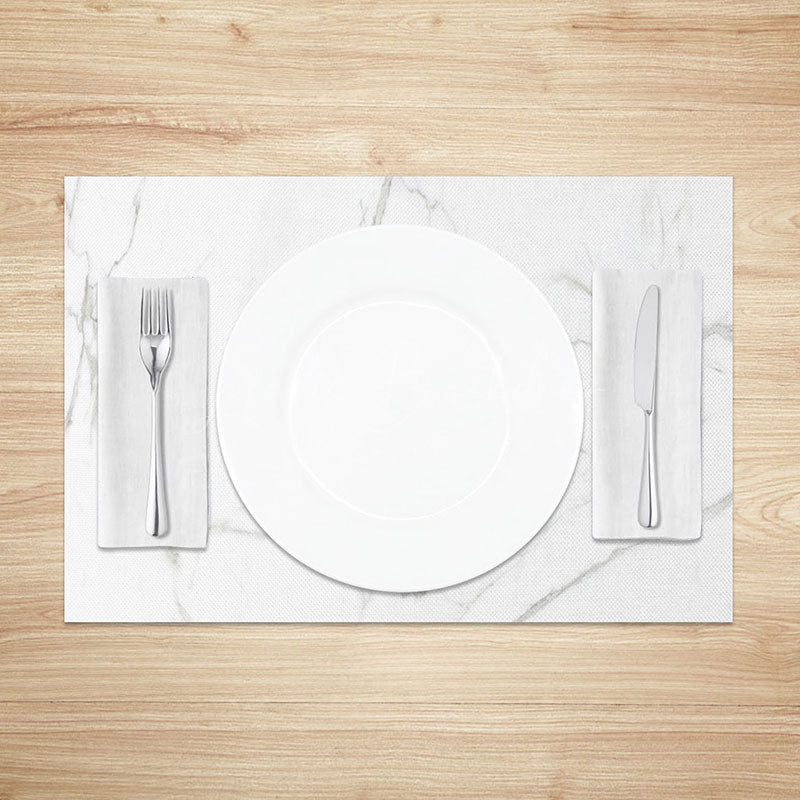 Lofaris Modern White and Grey Marble Placemats Set of 4 Elegant Stone Texture for Formal Dining Table Decor