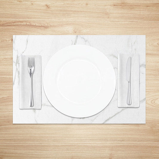 Lofaris Modern White and Grey Marble Placemats Set of 4 Elegant Stone Texture for Formal Dining Table Decor