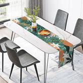 Lofaris Modern White Flower and Leaves Table Runner Elegant Botanical Dining Decor Simple Fresh Farmhouse Kitchen