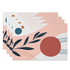 Lofaris Modern White Pink Red Dots Leaf Set Of 4 Placemats