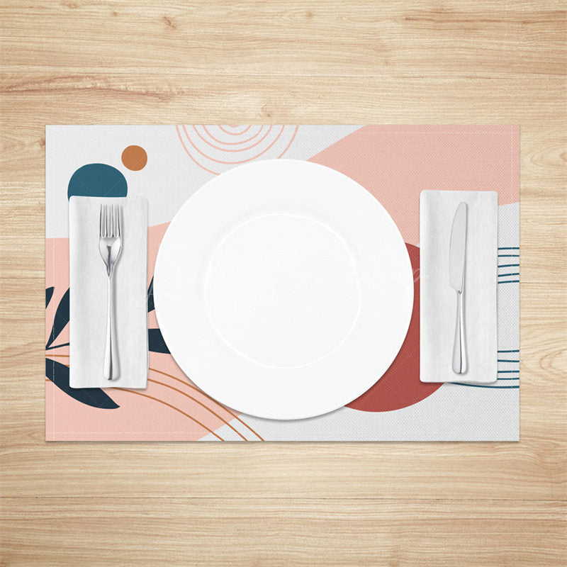 Lofaris Modern White Pink Red Dots Leaf Set Of 4 Placemats
