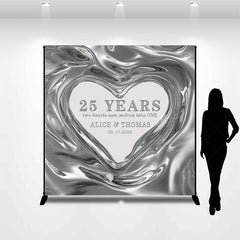 Lofaris Molten Silver Heart Custom Name Anniversary Backdrop