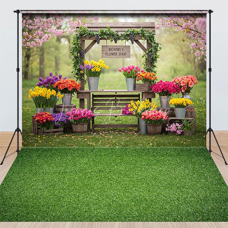 Lofaris Mommy’s Flower Shop Combo Set Backdrop Spring Garden Floral Outdoor Photography Background