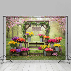 Lofaris Mommy’s Flower Shop Combo Set Backdrop Spring Garden Floral Outdoor Photography Background