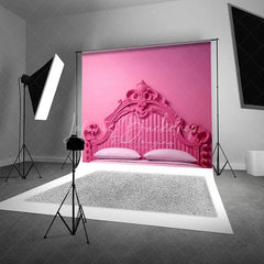 Lofaris Monochrome Pink Ornate Headboard Backdrop Luxury Carved Bed Style Photography Background