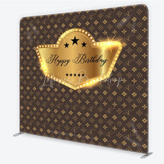 Lofaris Monogram Gold Happy Birthday Square Tension Backdrop