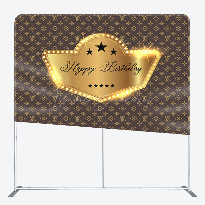 Lofaris Monogram Gold Happy Birthday Square Tension Backdrop