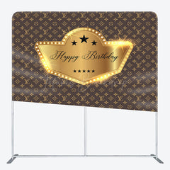 Lofaris Monogram Gold Happy Birthday Square Tension Backdrop