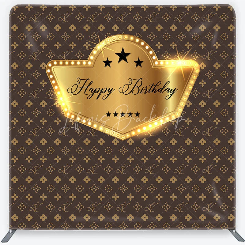 Lofaris Monogram Gold Happy Birthday Square Tension Backdrop