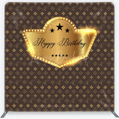 Lofaris Monogram Gold Happy Birthday Square Tension Backdrop