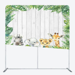 Lofaris Monstera Safari Animals Wooden Pillow Case Backdrop