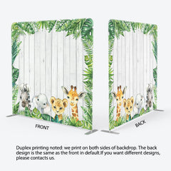 Lofaris Monstera Safari Animals Wooden Pillow Case Backdrop