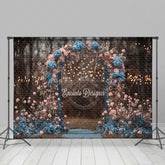 Lofaris Moody Floral Arch Photography Backdrop with Bokeh Lights Pink and Blue Flowers Romantic Wedding Photo Background