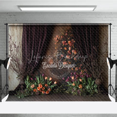 Lofaris Moody Tulip Photography Backdrop Fine Art Floral with Orange and Purple Dark Painterly Portrait Background