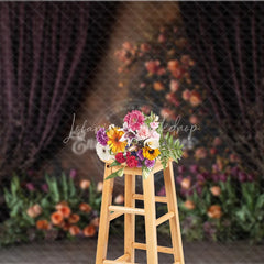 Lofaris Moody Tulip Photography Backdrop Fine Art Floral with Orange and Purple Dark Painterly Portrait Background