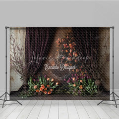 Lofaris Moody Tulip Photography Backdrop Fine Art Floral with Orange and Purple Dark Painterly Portrait Background