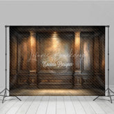 Lofaris Moody Vintage Wood Panel Photography Backdrop Dark Ornate Wall with Spotlight Retro Library Photo Background