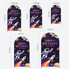 Lofaris Moon Astronaut Purple Galaxy Birthday Arch Backdrop