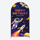 Lofaris Moon Astronaut Purple Galaxy Birthday Arch Backdrop