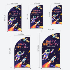 Lofaris Moon Astronaut Purple Galaxy Birthday Half Arch Backdrop