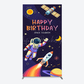 Lofaris Moon Astronaut Purple Galaxy Birthday Rectangle Backdrop