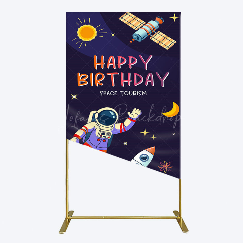 Lofaris Moon Astronaut Purple Galaxy Birthday Rectangle Backdrop