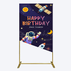 Lofaris Moon Astronaut Purple Galaxy Birthday Rectangle Backdrop