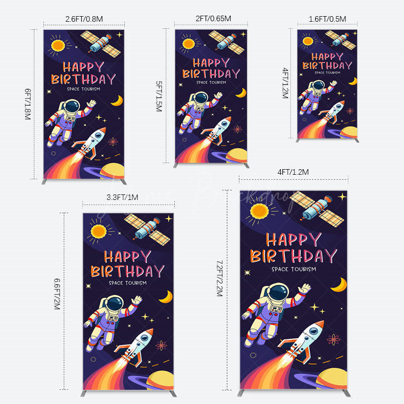 Lofaris Moon Astronaut Purple Galaxy Birthday Rectangle Backdrop
