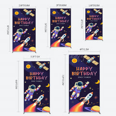 Lofaris Moon Astronaut Purple Galaxy Birthday Rectangle Backdrop