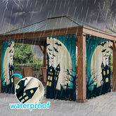 Lofaris Moon Castle Bats Waterproof Printed Outdoor Curtains