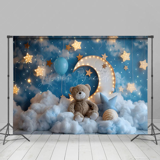 Lofaris Moon Lights Night Teddy Bear Cake Smash Backdrop