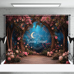 Lofaris Moon Night Pink Floral Tree Romantic Wedding Backdrop